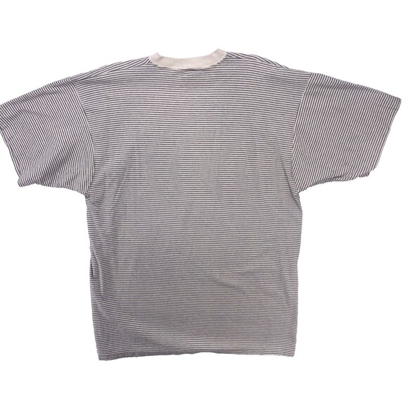 Vintage Beatnik Shirt Mens Size Large Striped Beige Skateboard Surfing 90s USA - Picture 2 of 7